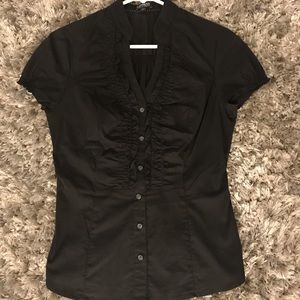 Express ruffle-front button down